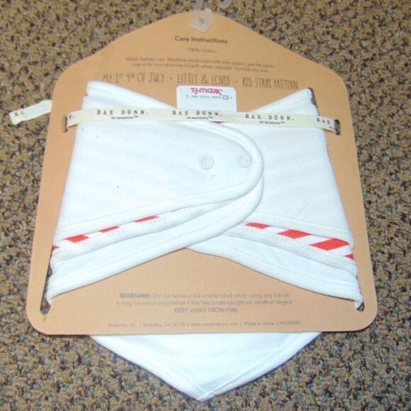 4th of July Baby Bibs My 1st Little Loved White Red Bandana Rae Dunn Set of 3 - Picture 2 of 3